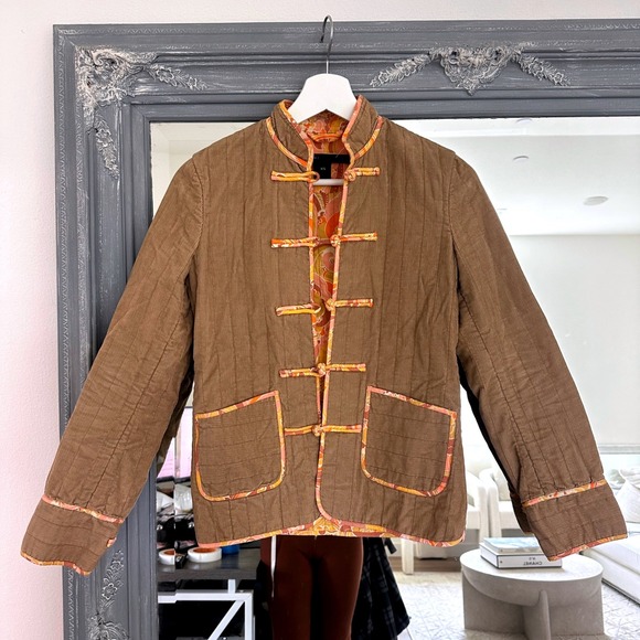 Marc Jacobs Mandarin Corduroy Quilted Frog Closure Jacket Paisley Lining XS - Picture 2 of 9